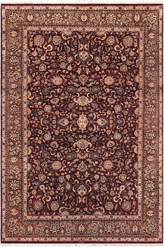 Traditional Abasi Afsha Carrie Aubergine Dark Brown Hand Knotted Area rugs 6 x 9