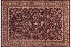 handmade Transitional Abasi Afsha Aubergine Dark Brown Hand Knotted RECTANGLE 100% WOOL area rug 6x9