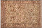 handmade Transitional Kashan Lt. Green Tan Hand Knotted RECTANGLE 100% WOOL area rug 6x9