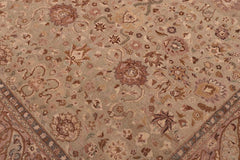 Antique Kashan Monica Green/Tan Wool Rug - 6'1'' x 9'5''