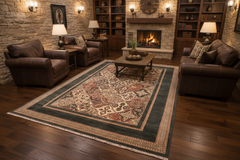 handmade Transitional Green Multi Hand Knotted RECTANGLE 100% WOOL area rug 6' x 9'
