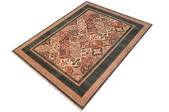 handmade Transitional Green Multi Hand Knotted RECTANGLE 100% WOOL area rug 6' x 9'