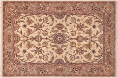 handmade Traditional Lahore Tan Lt. Brown Hand Knotted RECTANGLE 100% WOOL area rug 6' x 9'