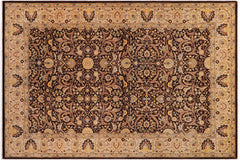 handmade Traditional Brown Tan Hand Knotted RECTANGLE 100% WOOL area rug 6' x 9'