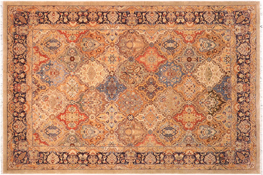handmade Transitional Design Lt. Gold Multi Hand Knotted RECTANGLE 100% WOOL area rug 6' x 9'