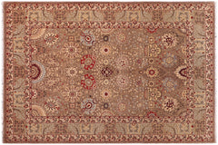 handmade Traditional Lt. Brown Lt. Brown Hand Knotted RECTANGLE 100% WOOL area rug 6' x 9'