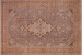 handmade Vintage Hand Painte Gray Tan Hand Knotted RECTANGLE 100% WOOL area rug 8' x 11'