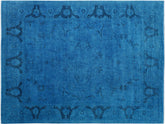 handmade Over Dyed Over Dyed Blue Blue Hand Knotted RECTANGLE 100% WOOL area rug 8' x 10'