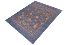 handmade Traditional Kafkaz Blue Tan Hand Knotted RECTANGLE 100% WOOL area rug 8 x 10