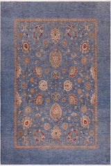 handmade Traditional Kafkaz Blue Tan Hand Knotted RECTANGLE 100% WOOL area rug 8 x 10