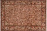 handmade Traditional Lahore Tan Lt. Brown Hand Knotted RECTANGLE WOOL&SILK area rug 6x9