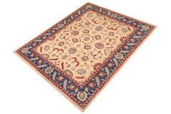 handmade Traditional Kafkaz Beige Blue Hand Knotted RECTANGLE 100% WOOL area rug 8 x 10