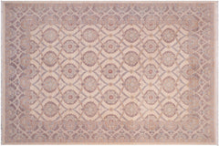 handmade Transitional Kafkaz Ivory Gray Hand Knotted RECTANGLE 100% WOOL area rug 5' x 8'