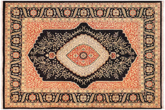 handmade Traditional Design Black Green Hand Knotted RECTANGLE 100% WOOL area rug 5' x 7'