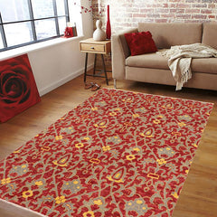 handmade Transitional Modern Red Gray Hand Knotted RECTANGLE 100% WOOL area rug 6 x 9