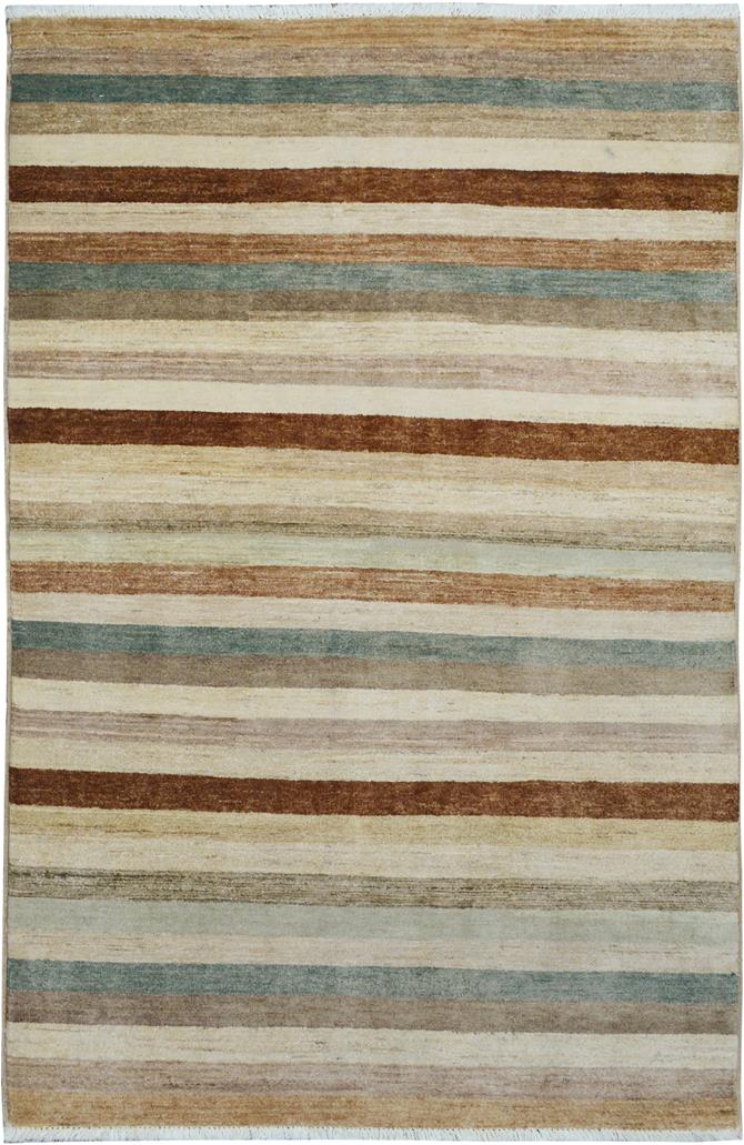 handmade Modern Kafkaz Tan Brown Hand Knotted RECTANGLE 100% WOOL area rug 4 x 6