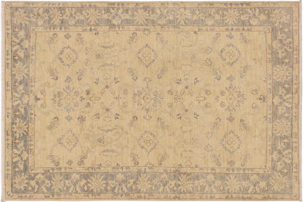 handmade Traditional Kafkaz Ivory Gray Hand Knotted RECTANGLE 100% WOOL area rug 4x6