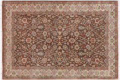 handmade Traditional Design Brown Ivory Hand Knotted RECTANGLE 100% WOOL area rug 3' x 5'