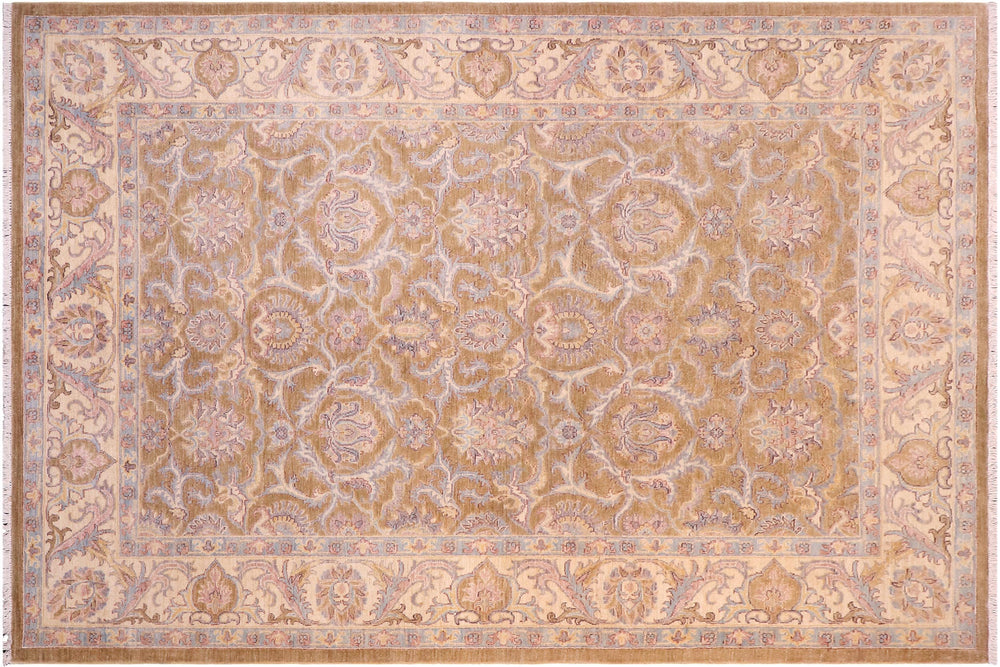 handmade Traditional Kafkaz Gold Ivory Hand Knotted RECTANGLE 100% WOOL area rug 6x8
