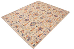 handmade Transitional Kafkaz Beige Blue Hand Knotted RECTANGLE 100% WOOL area rug 9 x 11