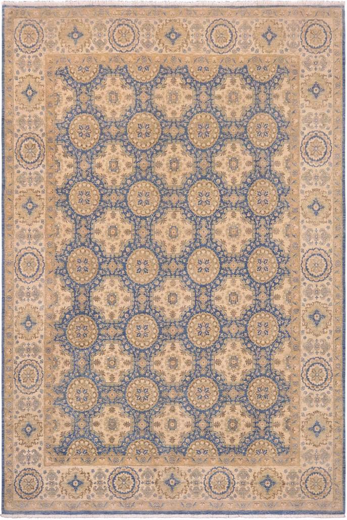 handmade Transitional Kafkaz Lt. Blue Beige Hand Knotted RECTANGLE 100% WOOL area rug 9 x 12