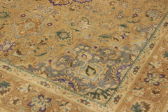 handmade Vintage Hand Painte Tan Gray Hand Knotted RECTANGLE 100% WOOL area rug 9' x 13'