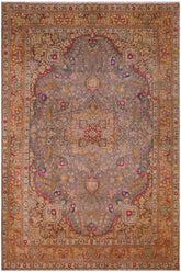 handmade Vintage Hand Painte Gray Brown Hand Knotted RECTANGLE 100% WOOL area rug 10 x 13