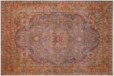 handmade Vintage Hand Painte Gray Brown Hand Knotted RECTANGLE 100% WOOL area rug 10' x 13'