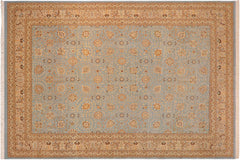 handmade Transitional Design Blue Tan Hand Knotted RECTANGLE 100% WOOL area rug 10' x 14'