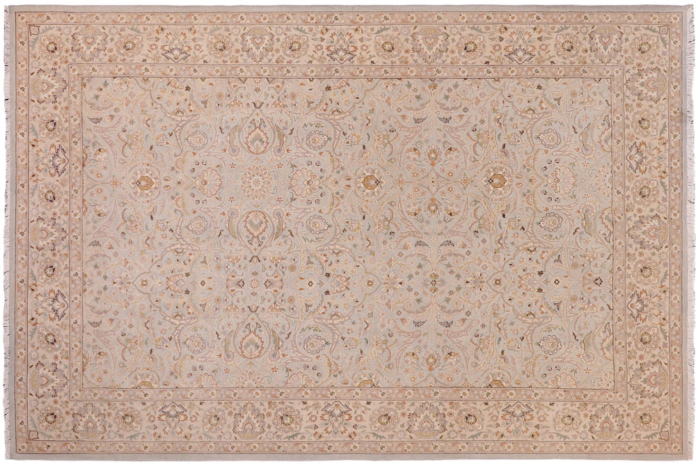 handmade Traditional Design Lt. Blue Tan Hand Knotted RECTANGLE 100% WOOL area rug 6' x 9'
