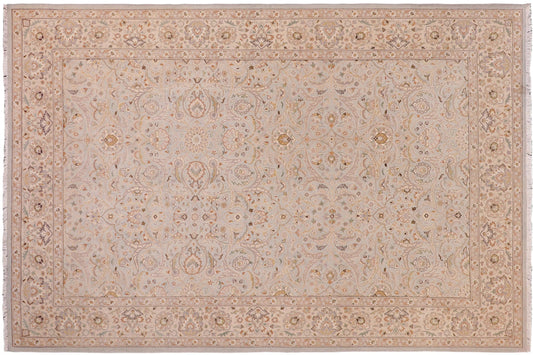 handmade Traditional Design Lt. Blue Tan Hand Knotted RECTANGLE 100% WOOL area rug 6' x 9'