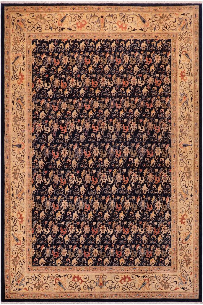 handmade Transitional Kafkaz Blue Tan Hand Knotted RECTANGLE 100% WOOL area rug 9 x 12