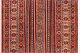 handmade Geometric Kurjean Rust Blue Hand Knotted RECTANGLE 100% WOOL area rug 6x10