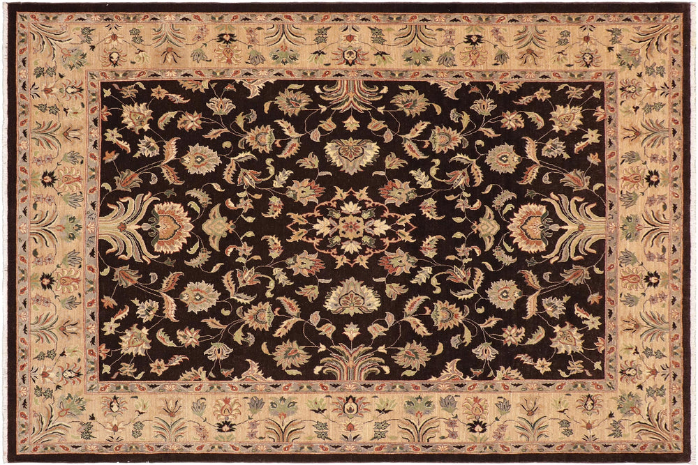 handmade Traditional Kafkaz Dark Brown Tan Hand Knotted RECTANGLE 100% WOOL area rug 9x12