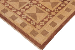 handmade Transitional Kafkaz Beige Tan Hand Knotted RECTANGLE 100% WOOL area rug 9 x 12