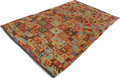 handmade Geometric Kilim Gray Rust Hand-Woven RECTANGLE 100% WOOL area rug 7 x 10