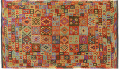 handmade Geometric Kilim Gray Rust Hand-Woven RECTANGLE 100% WOOL area rug 7 x 10