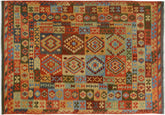 handmade Geometric Kilim Gray Rust Hand-Woven RECTANGLE 100% WOOL area rug 7 x 10