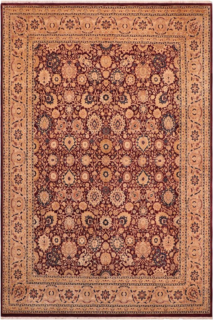 Traditional Tabriz Junie Aubergine Tan Hand Knotted Area rugs 8 x 10