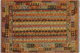 handmade Geometric Kilim Rust Blue Hand-Woven RECTANGLE 100% WOOL area rug 5 x 6