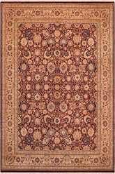 Traditional Tabriz Junie Aubergine Tan Hand Knotted Area rugs 8 x 10