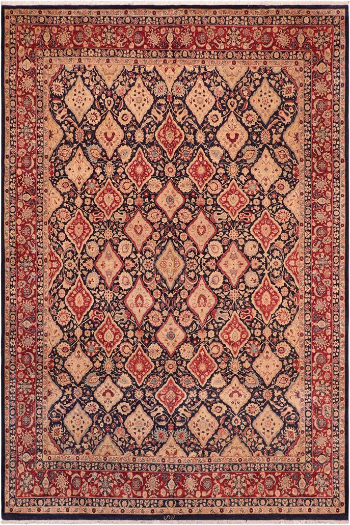Traditional Kirman Elsie Blue Red Hand Knotted Area rugs 8 x 10