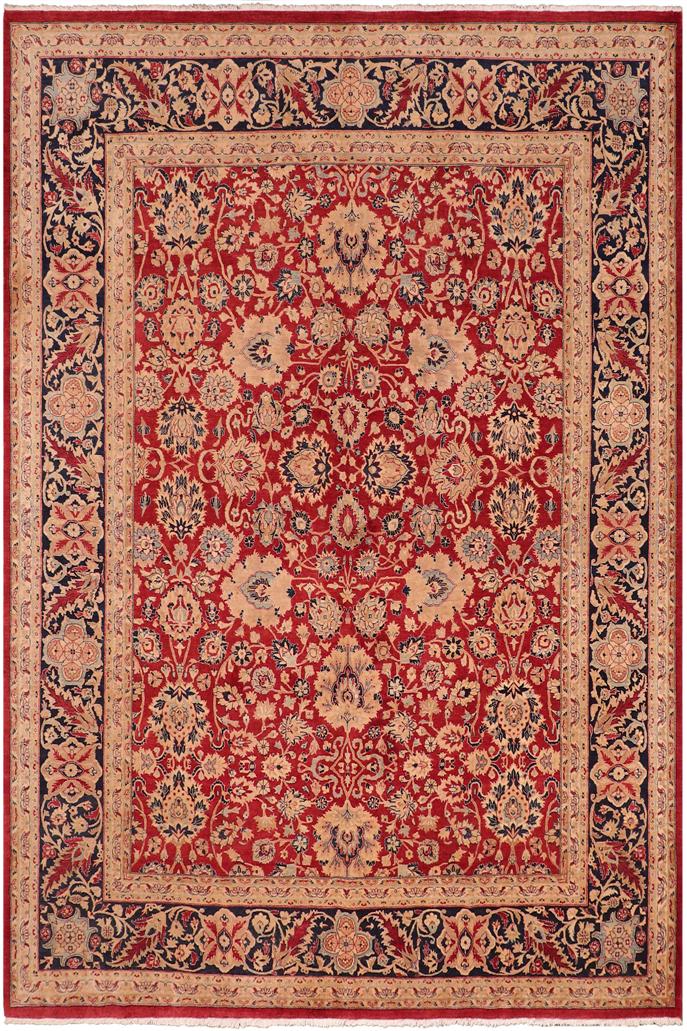 Traditional Mahal Jeanne Red Blue Hand Knotted Area rugs 8 x 10