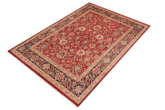 Antique Mahal Jeanne Red/Blue Wool Rug - 8'5'' x 9'11''