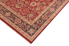 Antique Mahal Jeanne Red/Blue Wool Rug - 8'5'' x 9'11''
