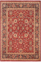 Traditional Mahal Jeanne Red Blue Hand Knotted Area rugs 8 x 10