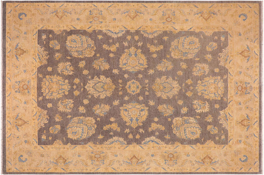 handmade Transitional Kafkaz Gray Tan Hand Knotted RECTANGLE 100% WOOL area rug 10' x 13'