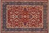 handmade Traditional Kafkaz Rust Blue Hand Knotted RECTANGLE 100% WOOL area rug 9' x 12'
