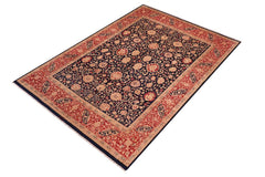 Antique Kashan Rosemary Blue/Red Wool Rug - 8'1'' x 9'11''