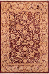 Traditional Anmol Agra Terri Aubergine Tan Hand Knotted Area rugs 8 x 10